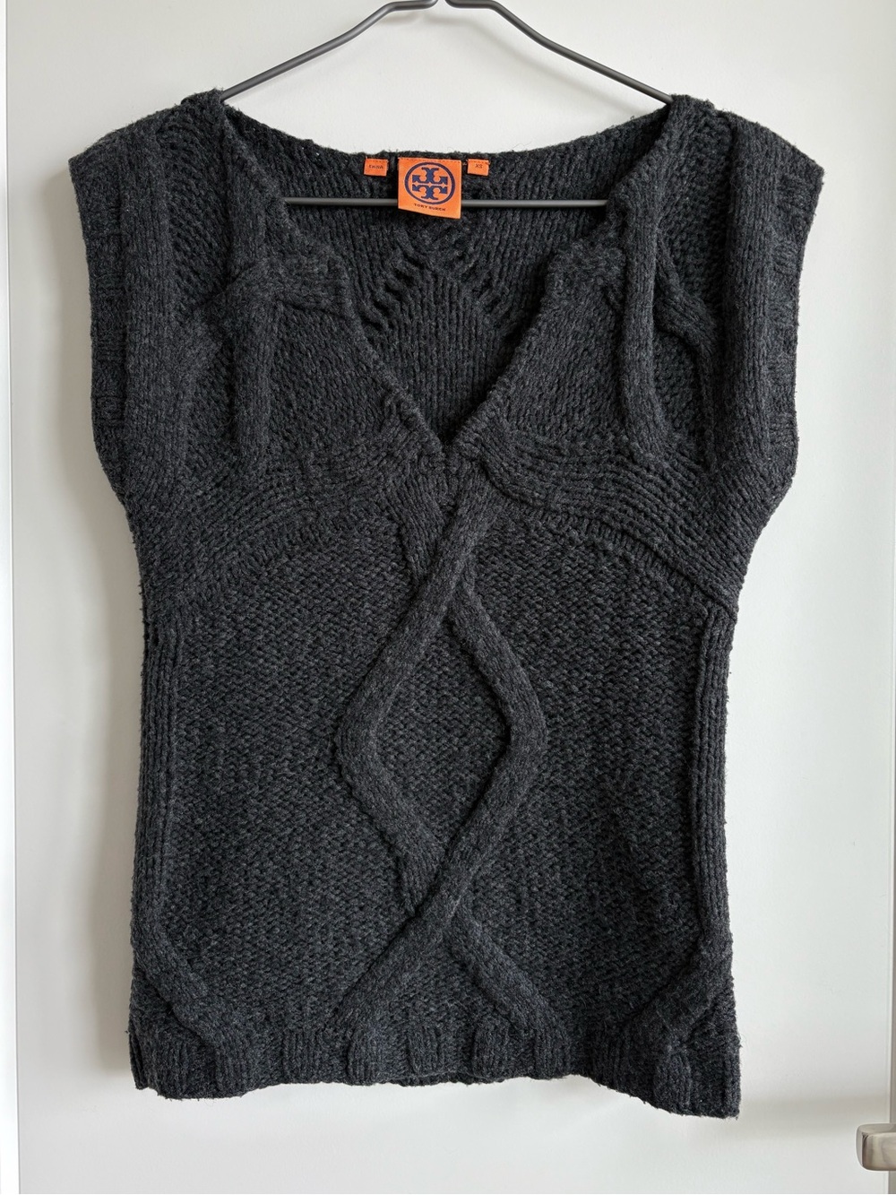 Tory Burch Charcoal Cable Knit Vest